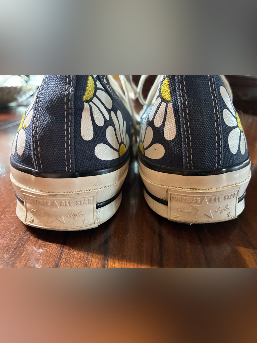 Converse Womens Navy High Top Sneakers with Daisy Accents - Picture 6 of 10